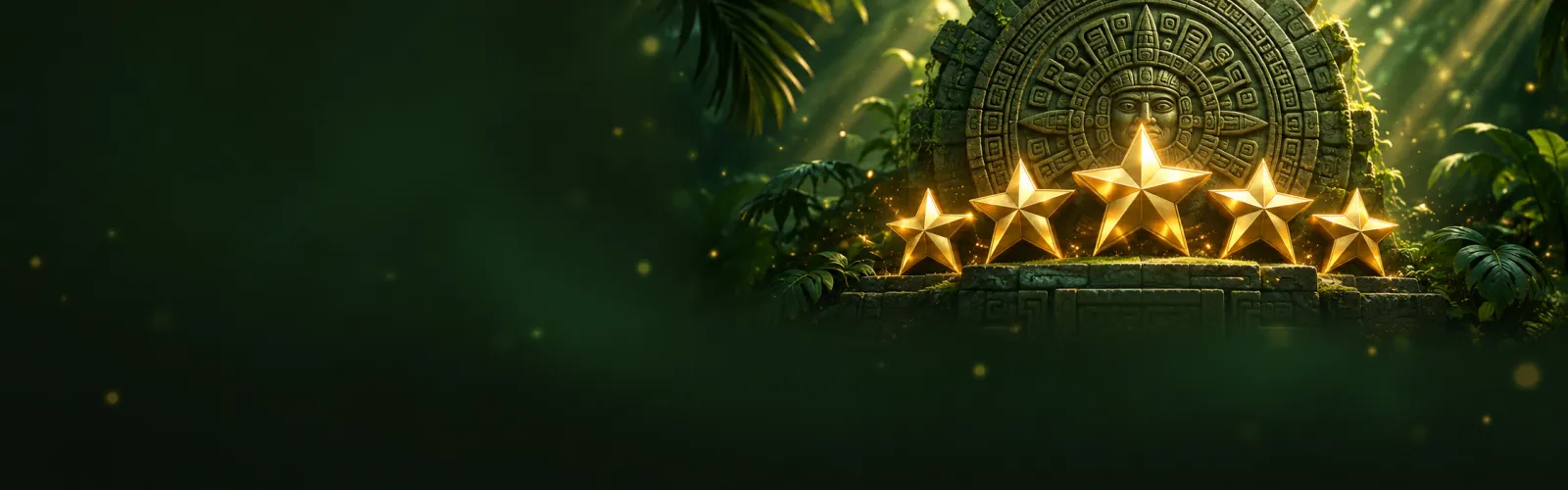 Estrellas doradas sobre una tablilla azteca en el fondo verde de MexGana